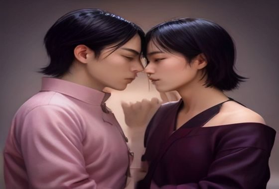 古典英语词典翻开的书页特写，展示gay一词的词源与历史含义演变，暖色调学术氛围